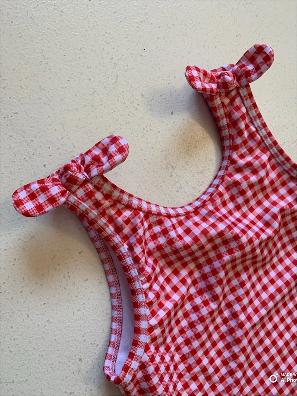 Cat & Jack Girls Red & White Gingham Check One Piece Swimsuit Size 5T NWT